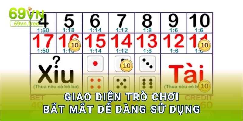 Giao diện trò chơi bắt mắt dễ dàng sử dụng